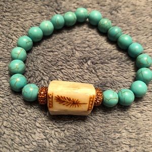 Turquoise deer antler bracelet